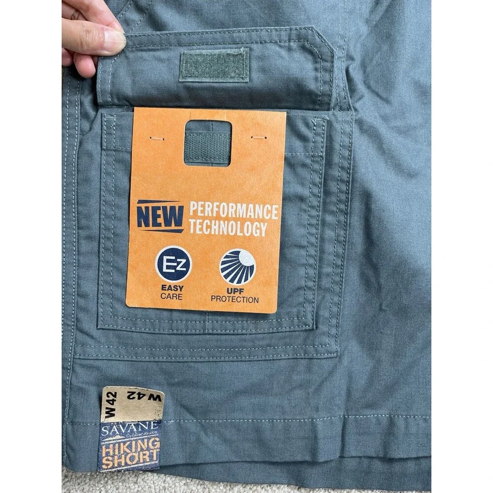 NWT SAVANE MENS Size 42 BALSAM GREEN HIKING‎ CARGO SHORTS UPF PROTECTION